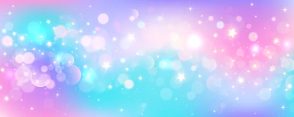 Photo sur Plexiglas Marbre Rainbow unicorn background. Pastel glitter pink fantasy galaxy. Magic mermaid sky with bokeh. Holographic kawaii abstract space with stars and sparkles. Vector
