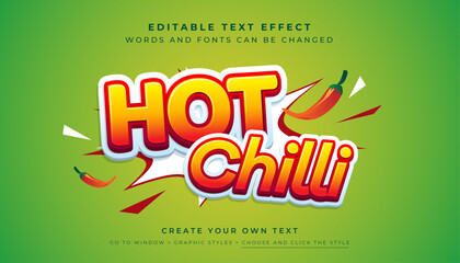 Fototapeta premium Premium Vector, Editable hot red yellow text effect. Spicy chili food graphic style 