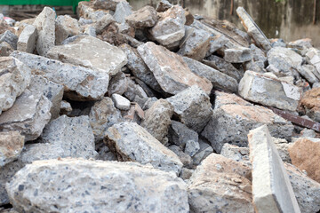 Piles of rubble after house demolition