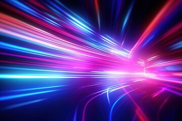 Obraz premium abstract futuristic background with pink blue glowing neon moving high speed wave lines and bokeh lights. Data transfer concept Fantastic wallpaper