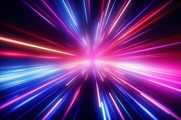 Obraz premium abstract futuristic background with pink blue glowing neon moving high speed wave lines and bokeh lights. Data transfer concept Fantastic wallpaper