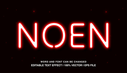 Neon editable text effect, red neon light futuristic retro style typeface, premium vector template