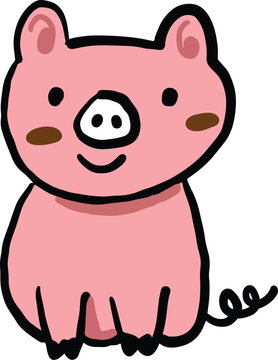Pig doodle logo design. Pig vector. Pig symbol.
