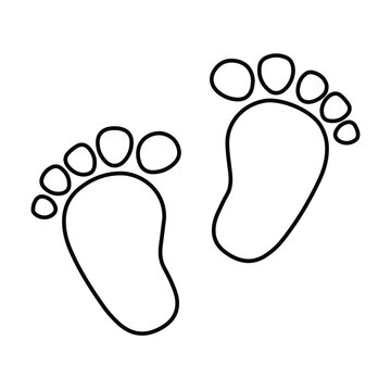 Baby feet, baby footprints, baby girl sticker icon