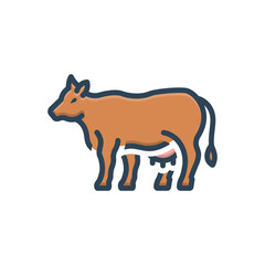Color illustration icon for cow