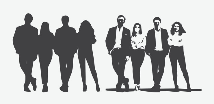 business people silhouettes vector desing