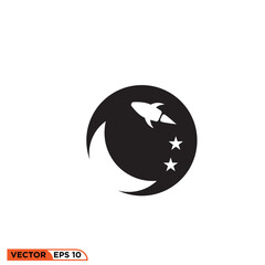 Moon with star astronaut icon vector graphic of template 