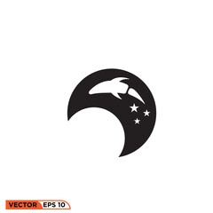 Naklejka premium Moon with star astronaut icon vector graphic of template 