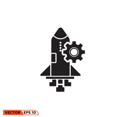 Rocket plane setting icon vector graphic of template 