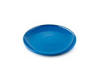 blue Ceramic plate over on white background MADE OF AI