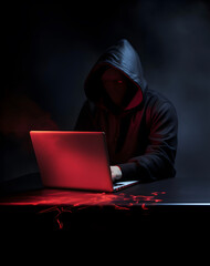 Anonymous hacker. Concept of dark web, cybercrime, cyberattack, etc. AI generated image
