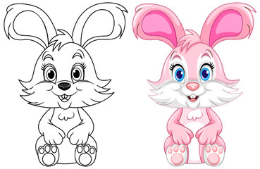 Coloring Page Outline of Cute Rabbit