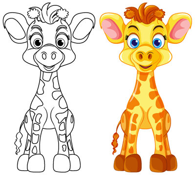 Coloring Page Outline of Cute Giraffe