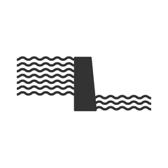 Vector illustration of water dam icon in dark color and transparent background(PNG).