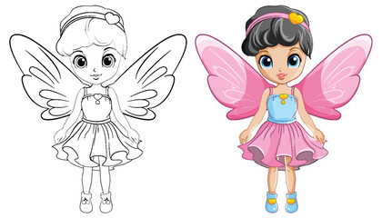Cute Fairy Girl for Coloring