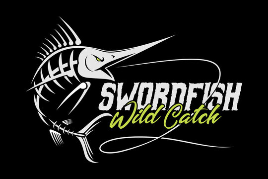 Fishing Logo marlin swordfish skull skeleton logo design style template