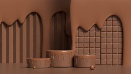 World Chocolate Day - Brown chocolate background with product showcases