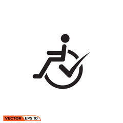 Disability approval check icon design vector graphic of template, sign and symbol  