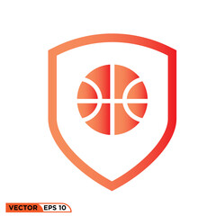 Basketball shield icon design vector graphic of template, sign and symbol