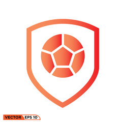 Soccer ball shield icon design vector graphic of template, sign and symbol