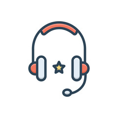 Color illustration icon for headset
