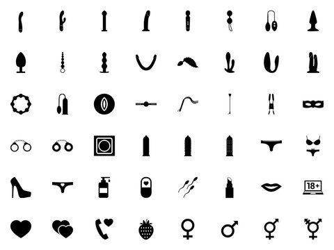 Sex Toys SVG icon set. Adult Toys & Sex Shop collection
