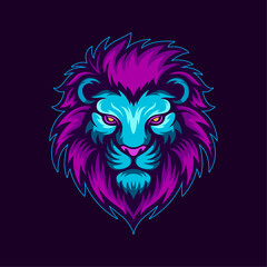 Fototapeta premium Dark Lion Head logo, Lion mascot logo for sport or gaming team, modern lion head vector illustration