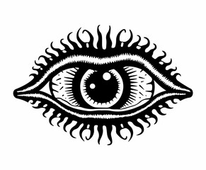 Toothy Eye Fangs Spikes Macabre style Tattoo Stamp