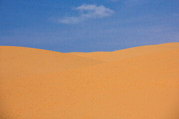 Fototapeta na wymiar Red Sad Dune with blue sky at Muine, Vietnam