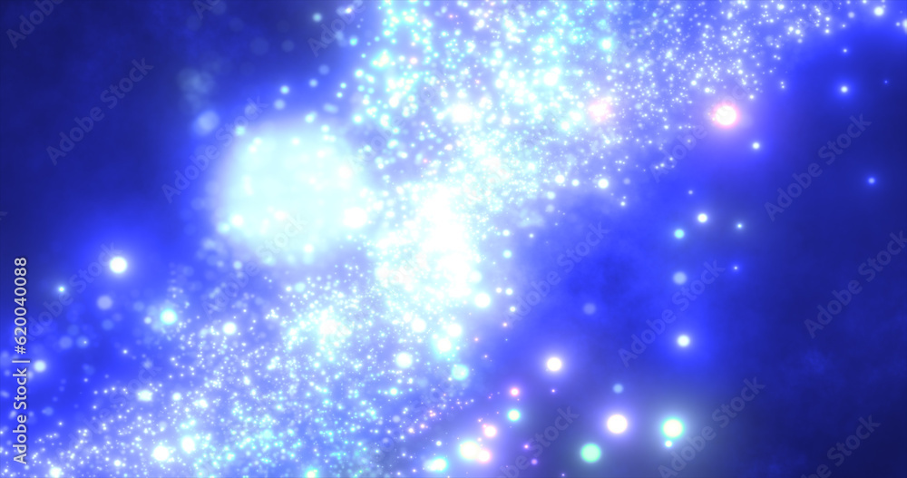Poster abstract blue energy magic round particles round with bokeh effect glowing background