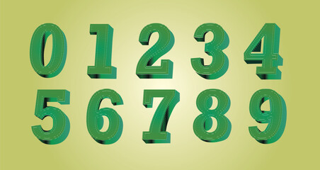 3d gradient font, numbers font