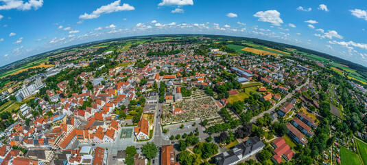 Panorama-Blick über Aichach im Wittelsbacher Land in Bayern