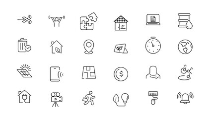 Big set of 24 Lifestyle and Entertainment icons. Thin line icons collection. Vector illustration, Pixel Perfect icons, Simple vector illustration