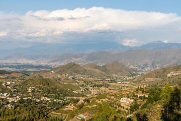 Fototapeta na wymiar Aerial view of a village in the mountain area of swat valley, Pakistan