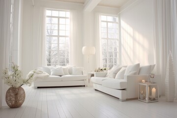 Fototapeta na wymiar Clean white room with soflight create image generator