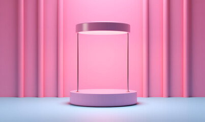 3D Podium Minimalist Cylinder Pedestal Product Display Presentation Platform Stage 