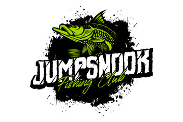 fish logo Jumping Snook fishing logo isolated background