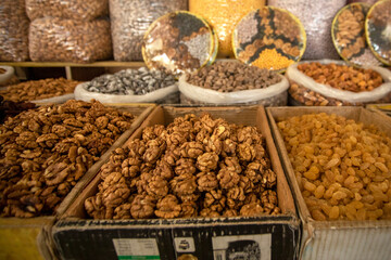 The delicious walnuts in the bazaar.
