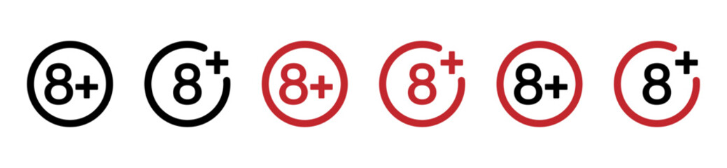 Obraz premium 8 age restriction signs set. Age limit vector illustrations