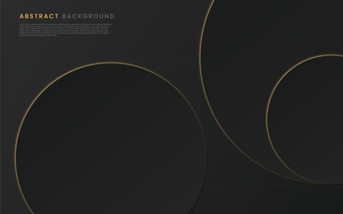 Modern abstract dark background with gold strip elegant circle shape design