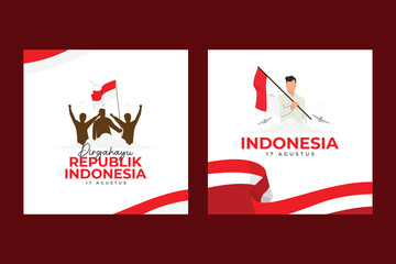 Indonesia independence day banner design template