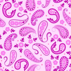 Purple Lilac Paisley buttercup flower seamless pattern. ethic bohemian vintage paisley floral pattern. ditsy paisley floral print. good for fabric, bohemian dress, fashion, pajama, textile, background