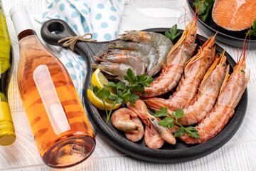 Seafood and Wine on a Table