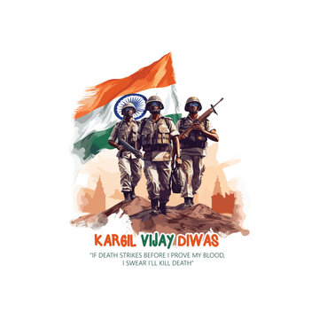 Hand Drawn Kargil Vijay Diwas Illustration With Indian Flag To Design  Banners, Posters, Backgrounds Royalty Free SVG, Cliparts, Vectors, and  Stock Illustration. Image 186500560.