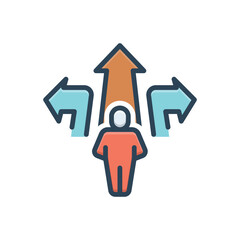 Color illustration icon for decision