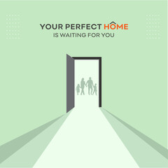 Your Perfect Home is waiting For you. Real Estate Social Media Post Vector Design Template
