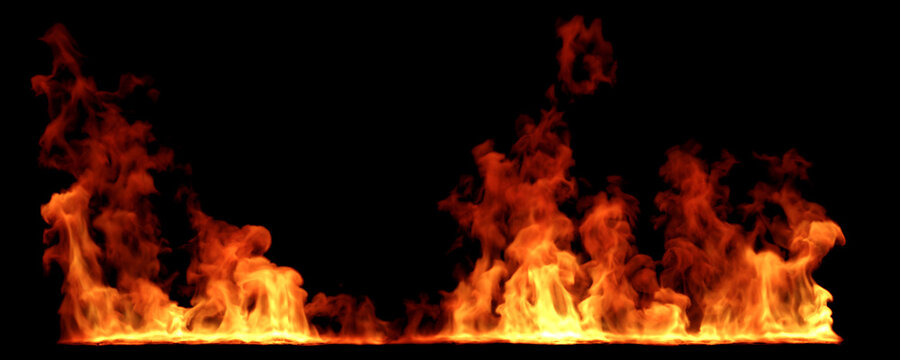 Fire flames lined burn on grounds black backgrounds 3d illustrations