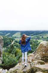 women  in nature in the middle of mountains during a trip to alps