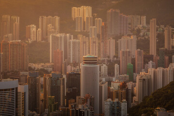 Finance center by buildings in city China, Hong Kong