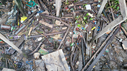 pile of sticks and various of trash
